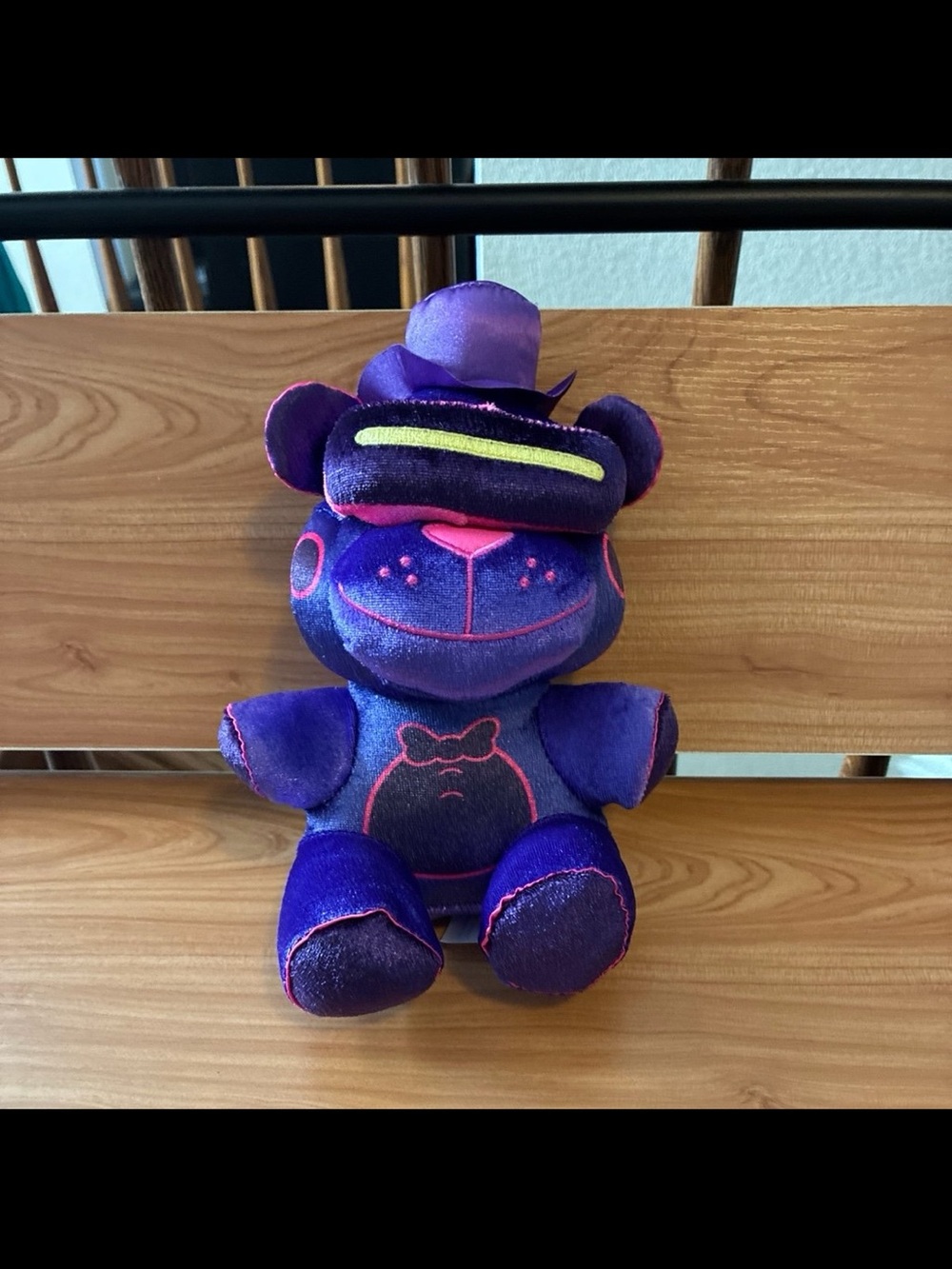 Purple Plush Bear Toy with Neon Accent - Soft Kids Stuffed Animal